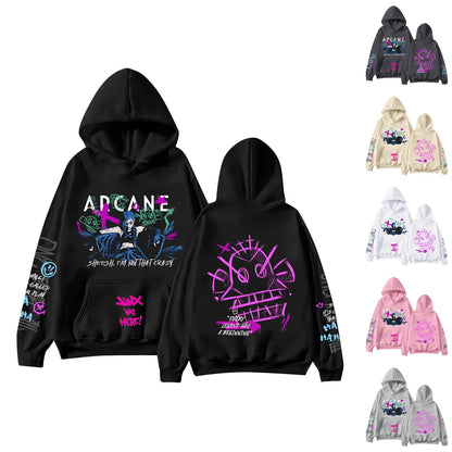 Hot Anime Arcane Hoodie Arcane Jinx Graphic Printing Sweatshirts harajuku Long Sleeve Sudaderas Unisex High Street Pullover