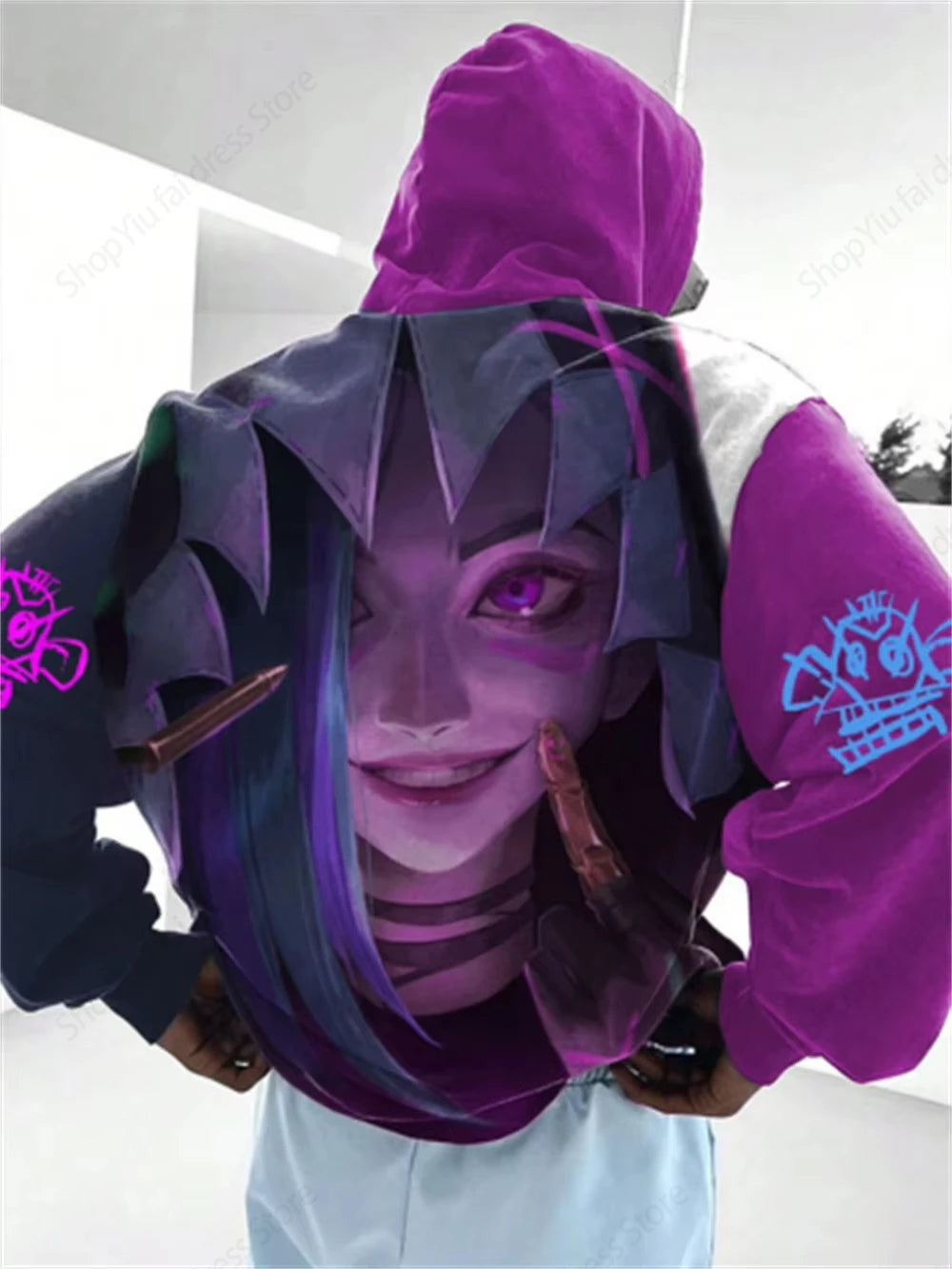 Anime Arcane League Jinx 3d Print Graphic Hoodies Men Fashion Oversize Hoodie Boy Coat Women Sweat Moletom Men Clothes Tracksuit