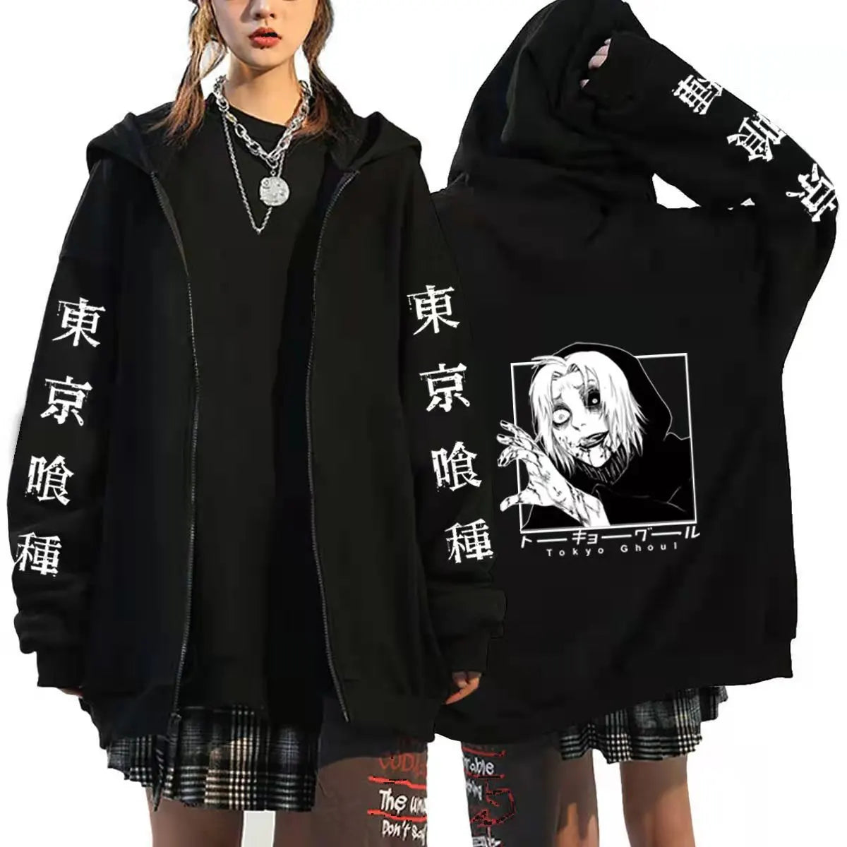 Tokyo Ghoul Spider Lily Anime Cosplay Graphic Men Hoodies Harajuku Zipper Hoodie Tokyo Ghoul Kanekiken Manga Zip Sweatshirts Top