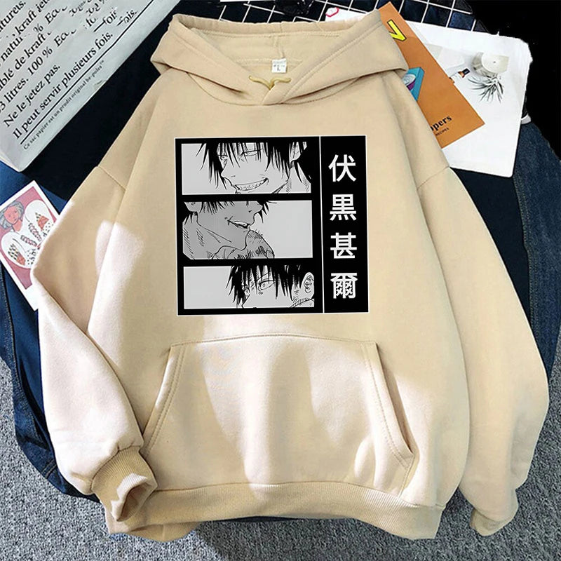 Anime Fushiguro Toji Printed Long Sleeve Pullover Hoodies For Women And Men Couple Casual Sweatshirts  Plus Size Hoodies