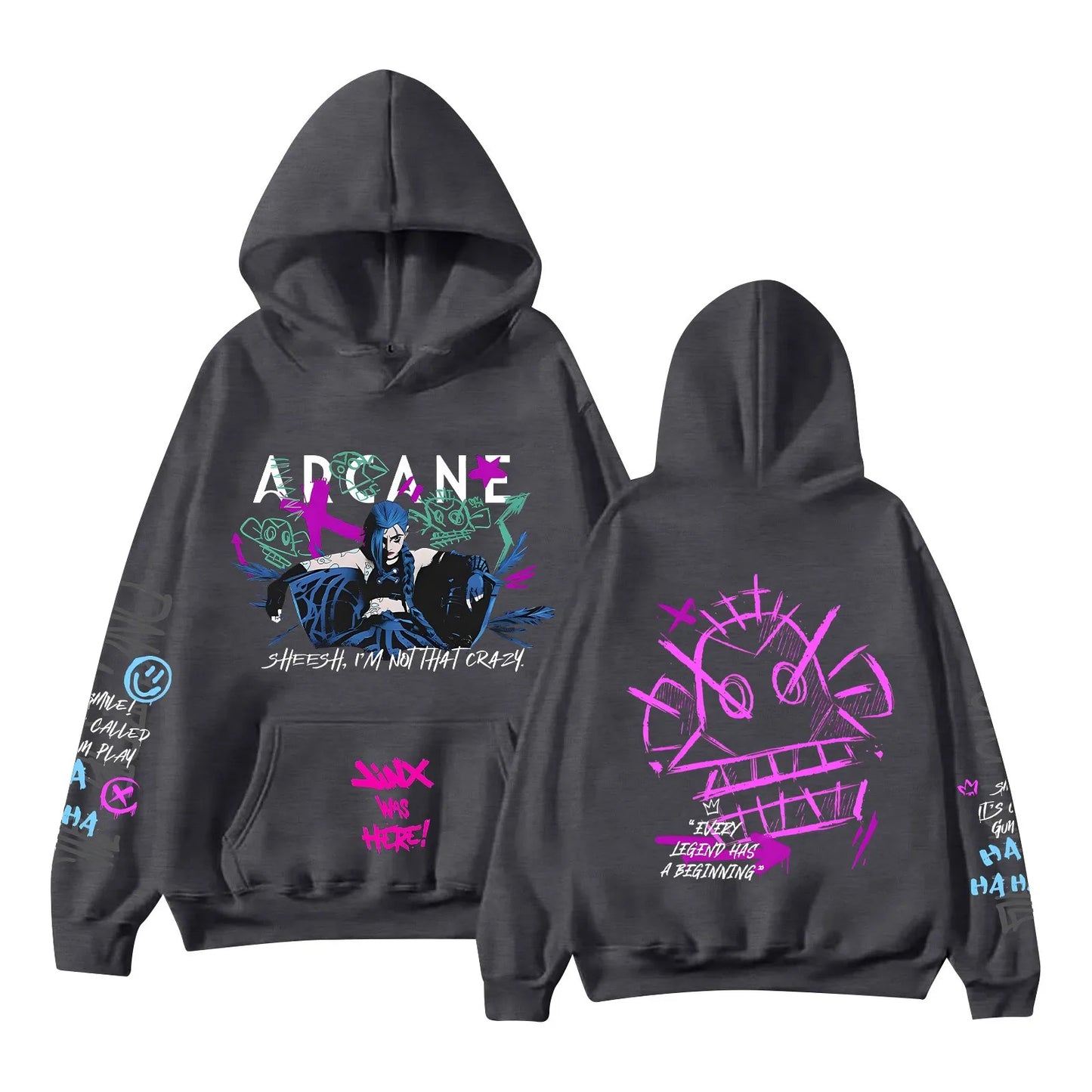 Hot Anime Arcane Hoodie Arcane Jinx Graphic Printing Sweatshirts harajuku Long Sleeve Sudaderas Unisex High Street Pullover