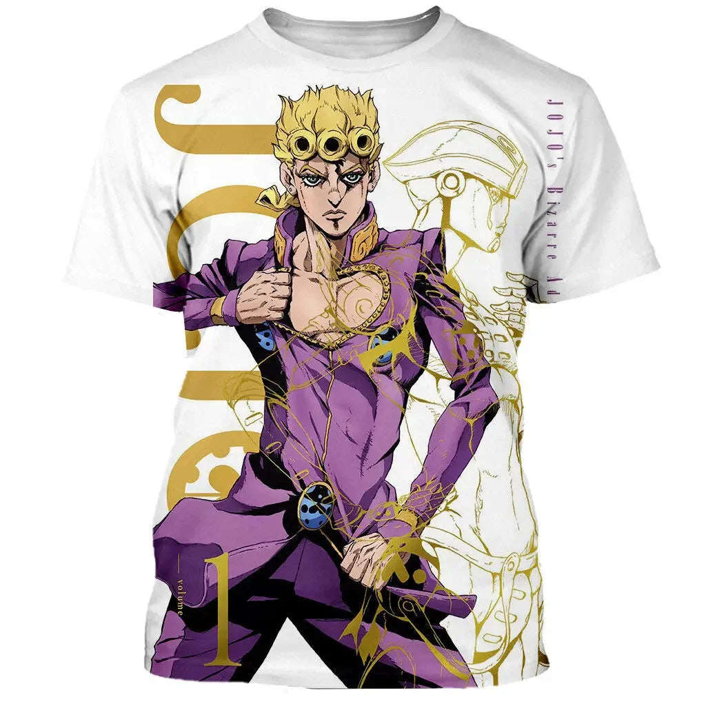 Anime JOJO Bizarre Adventure 3D Print T-Shirts Men Women Fashion Oversized Short Sleeve T Shirt Harajuku Kids Tees Tops Clothing