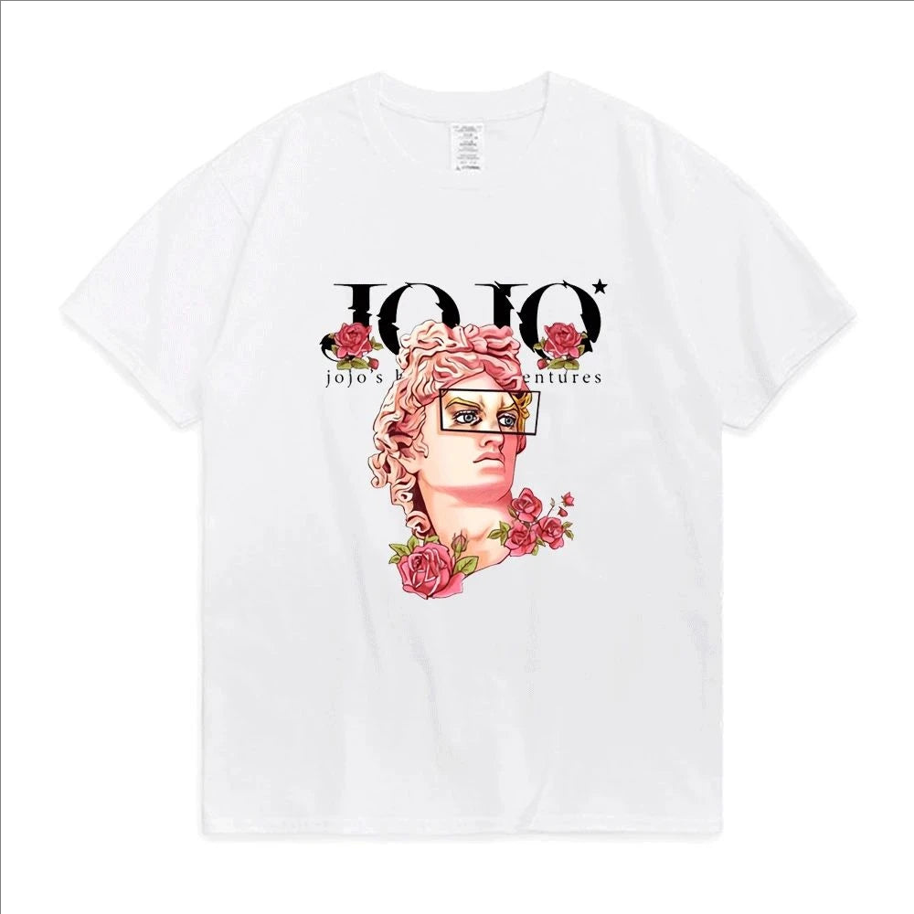 Japanese Jojo Bizarre Adventure Print Graphic T Shirt Men Women Leisure Quality Cotton Short Sleeve T Shirt Summer Tops Clothing