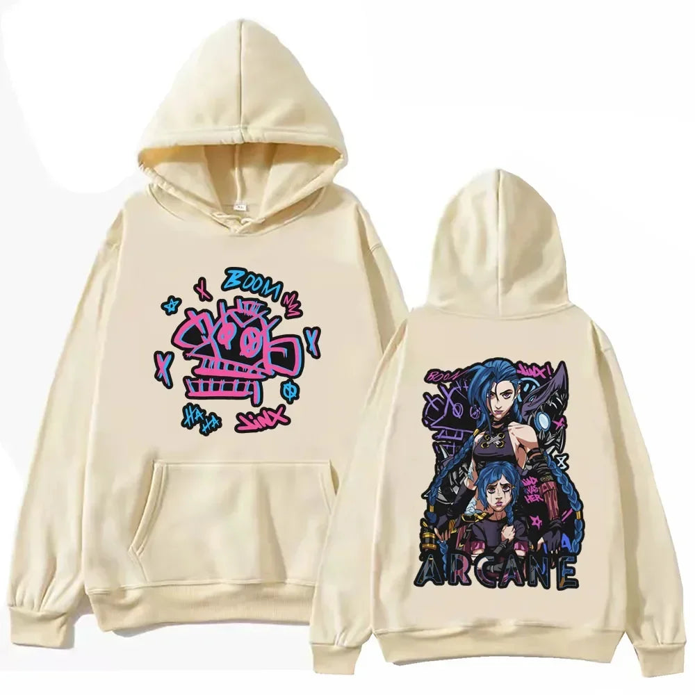 Hot Anime Arcane Hoodie Harajuku Hip Hop Pullover Tops Sweatshirt Fans Gift Streetwear Women/Men Sweatshirts Pullovers Hooded