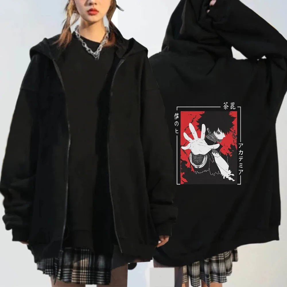 Spring Autumn Japan Anime My Hero Academia Men Women Oversized Zipper Hoodie Shigaraki Dabi Harajuku Street Streetwear Hooded