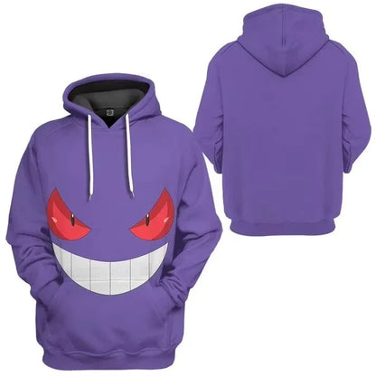 Pikachu Hooded Sweatshirt for Children Adult Pokemon Cartoon Print Hooded Sweatshirt for Men and Women Fall Winter Warm Coat