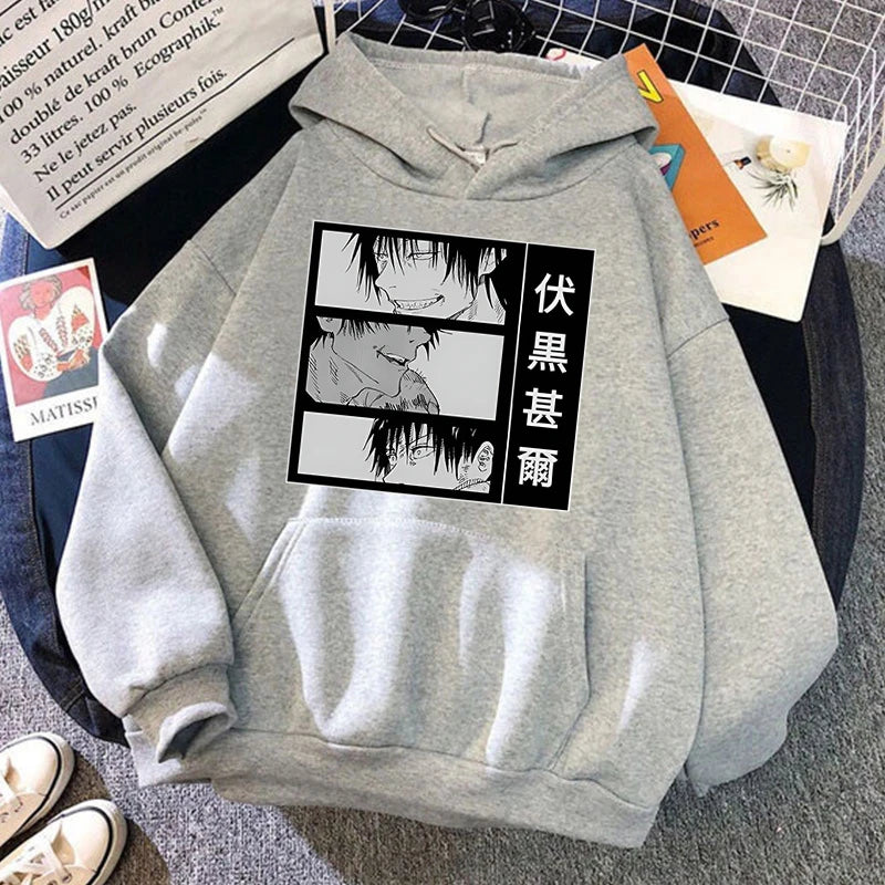 Anime Fushiguro Toji Printed Long Sleeve Pullover Hoodies For Women And Men Couple Casual Sweatshirts  Plus Size Hoodies