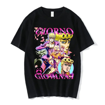 Anime Jojo Bizarre Adventure Graphic Men‘s T-Shirt Women Fashion Short Sleeve Casual Tops Cotton Oversize Tops Streetwear