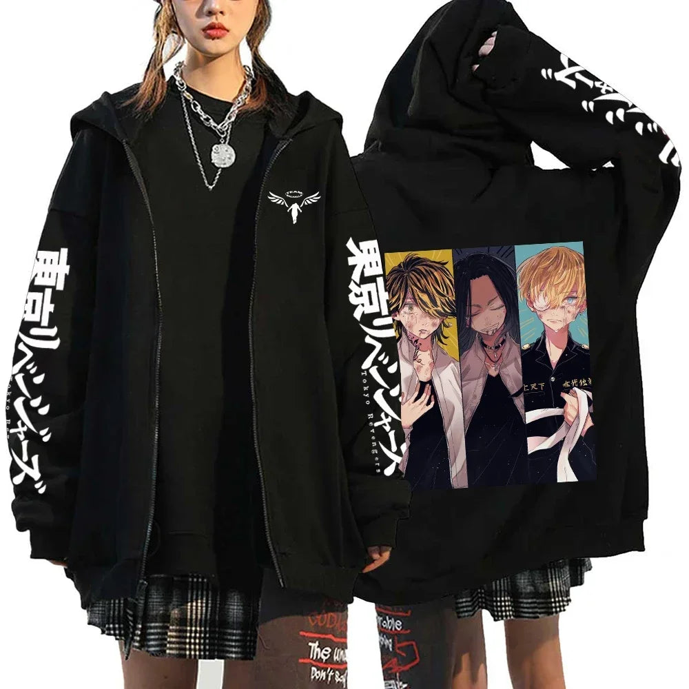 Anime Tokyo Revengers Hoodies Spring/autumn Hood Sweatshirts MIKEY Zipup Jackets Streetwear Hoodie Y2k Sweatshirt for Men Women