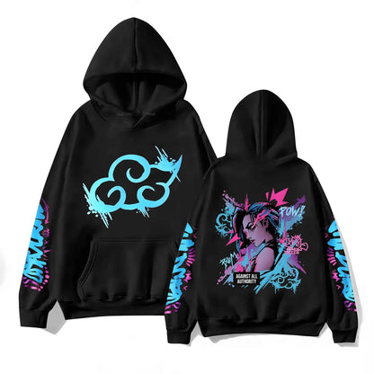 Y2k Arcane Jinx Cute Hooded Anime Print Harajuku Kawaii Sweatshirt Long-sleeved Cartoon Fleece Clothes Moletom Fashion Pullovers