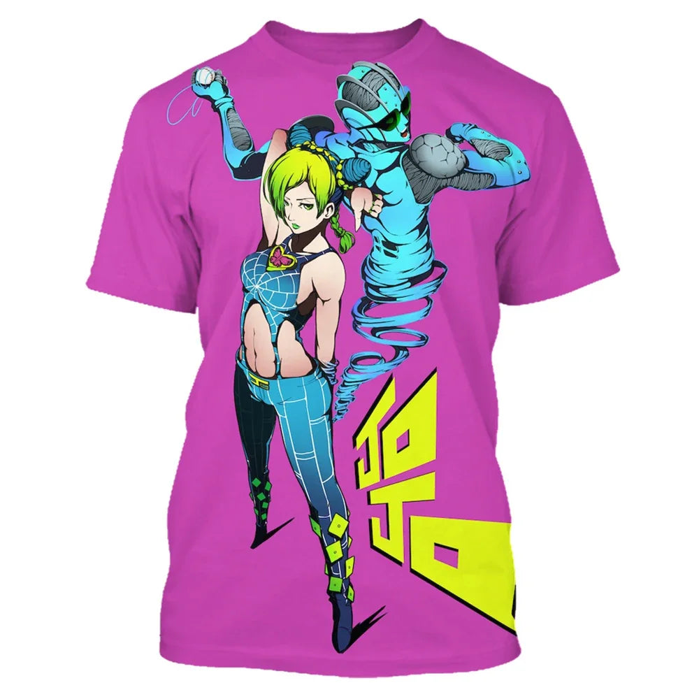 Anime JOJO Bizarre Adventure 3D Print T-Shirts Men Women Fashion Oversized Short Sleeve T Shirt Harajuku Kids Tees Tops Clothing