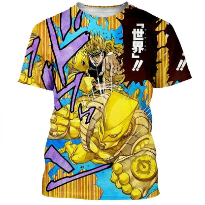 Anime JOJO Bizarre Adventure 3D Print T-Shirts Men Women Fashion Oversized Short Sleeve T Shirt Harajuku Kids Tees Tops Clothing