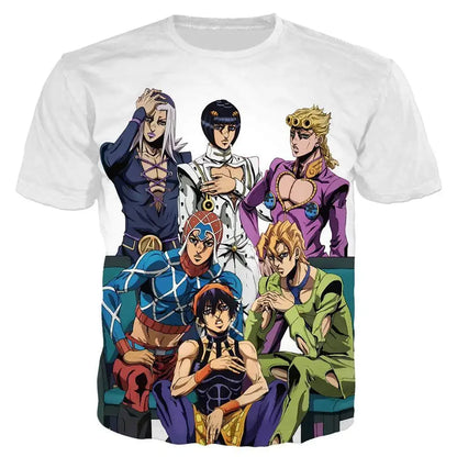 Anime JOJO Bizarre Adventure 3D Print T-Shirts Men Women Fashion Oversized Short Sleeve T Shirt Harajuku Kids Tees Tops Clothing