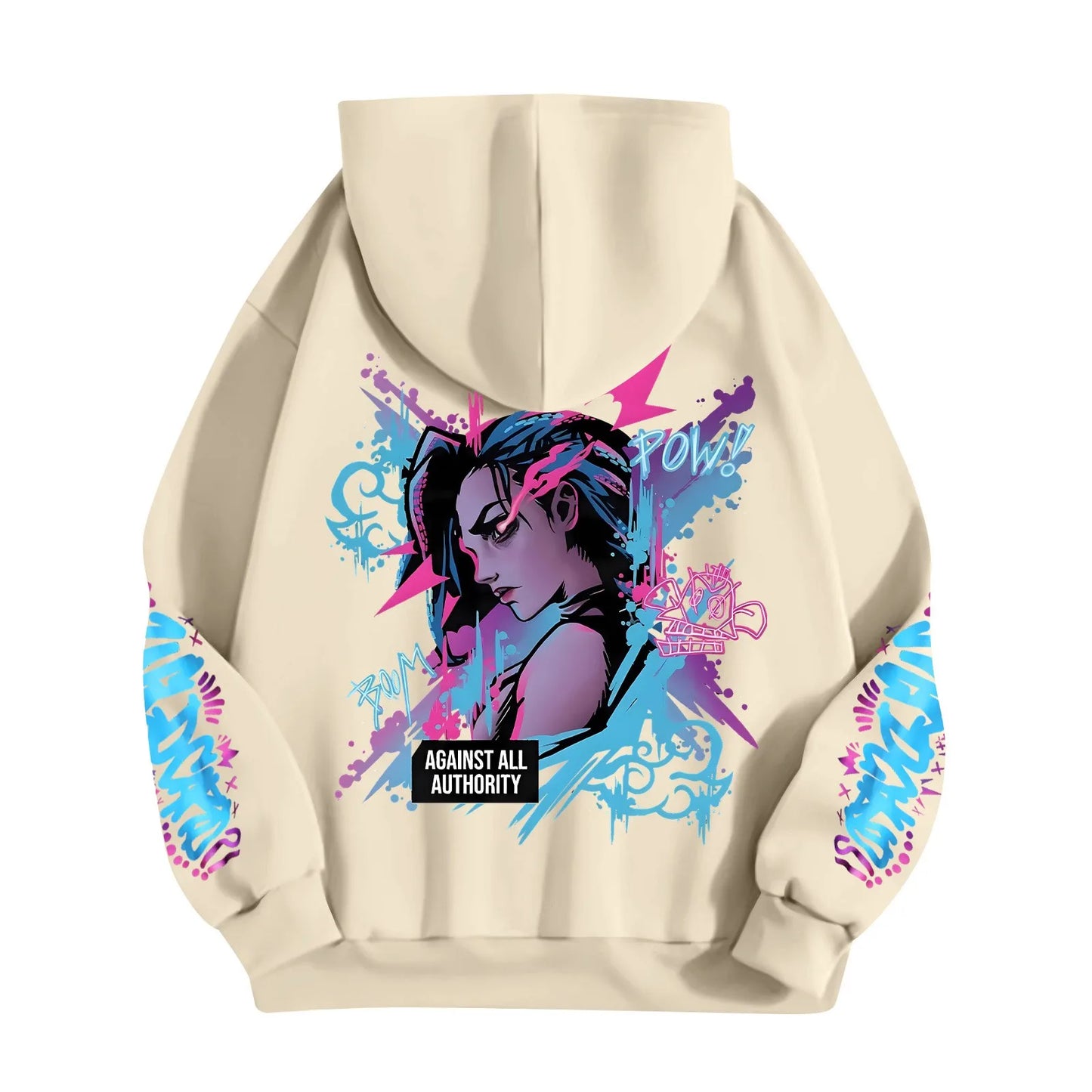 Y2k Arcane Jinx Cute Hooded Anime Print Harajuku Kawaii Sweatshirt Long-sleeved Cartoon Fleece Clothes Moletom Fashion Pullovers