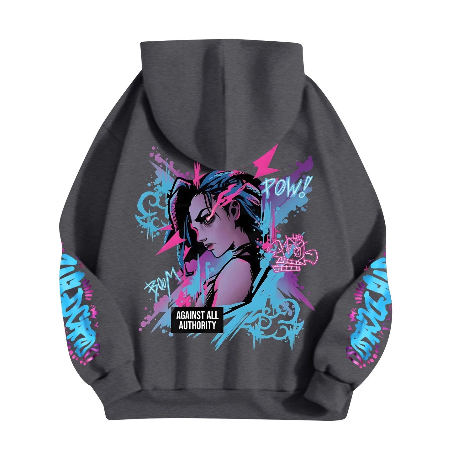 Y2k Arcane Jinx Cute Hooded Anime Print Harajuku Kawaii Sweatshirt Long-sleeved Cartoon Fleece Clothes Moletom Fashion Pullovers