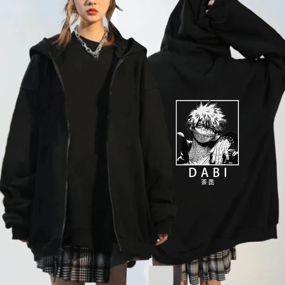 Spring Autumn Japan Anime My Hero Academia Men Women Oversized Zipper Hoodie Shigaraki Dabi Harajuku Street Streetwear Hooded