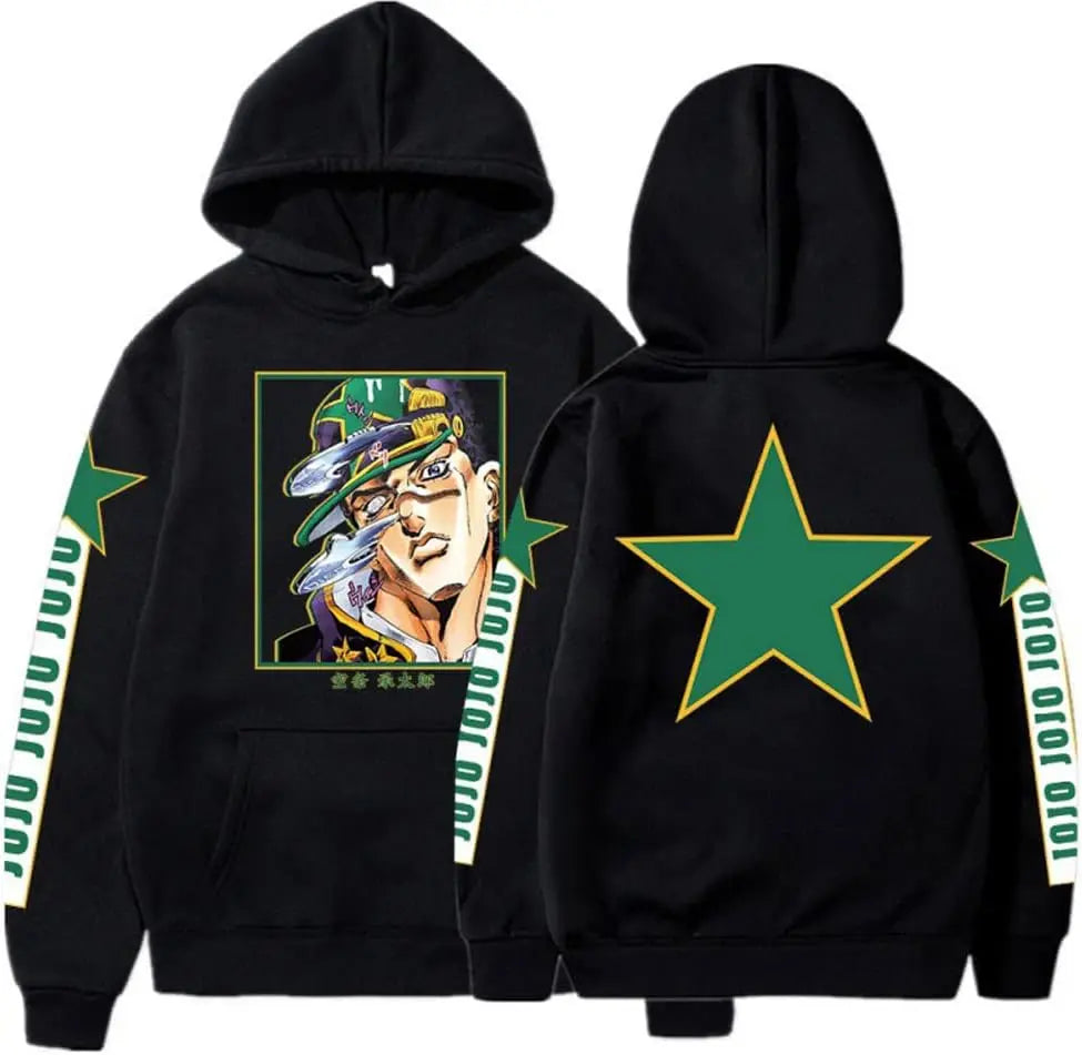 Unisex Kujo Jotaro Hoodie Jonathan Joseph Sweatshirt Pullover JoJo Long Sleeve Anime Hoodie