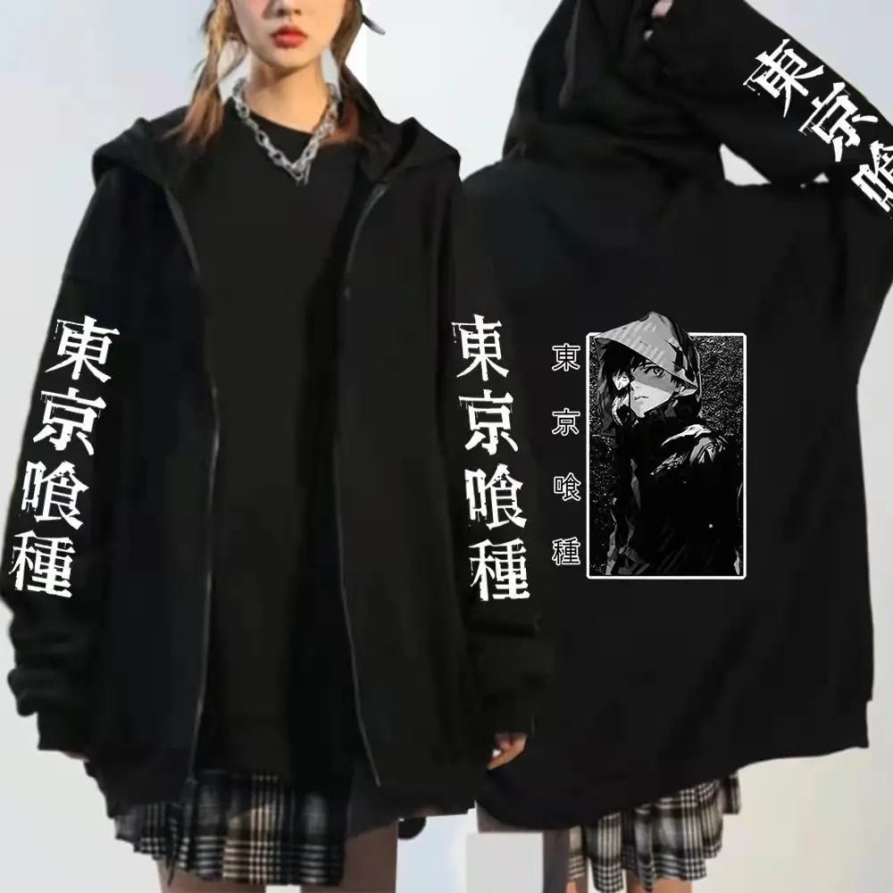 Tokyo Ghoul Spider Lily Anime Cosplay Graphic Men Hoodies Harajuku Zipper Hoodie Tokyo Ghoul Kanekiken Manga Zip Sweatshirts Top