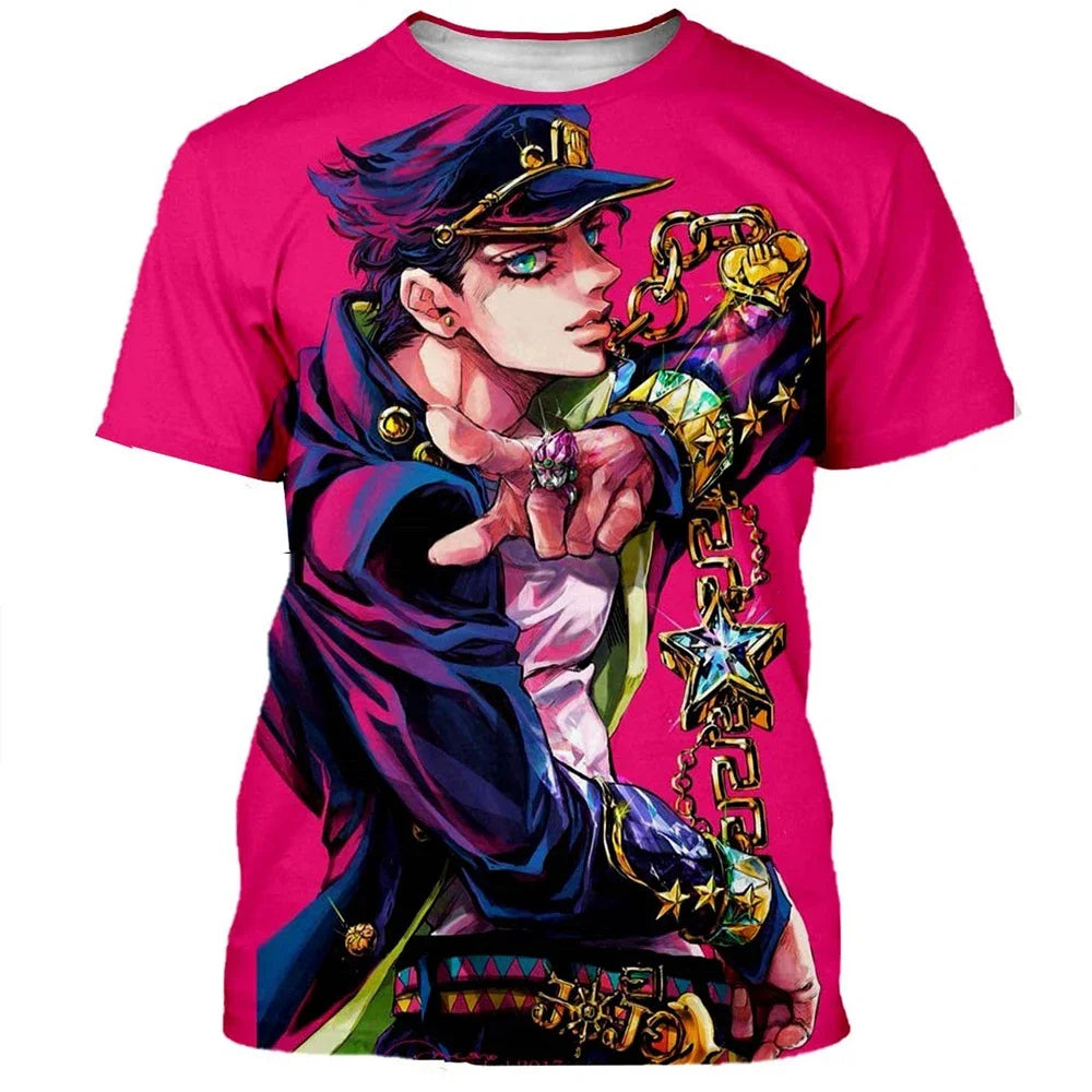 Anime JOJO Bizarre Adventure 3D Print T-Shirts Men Women Fashion Oversized Short Sleeve T Shirt Harajuku Kids Tees Tops Clothing