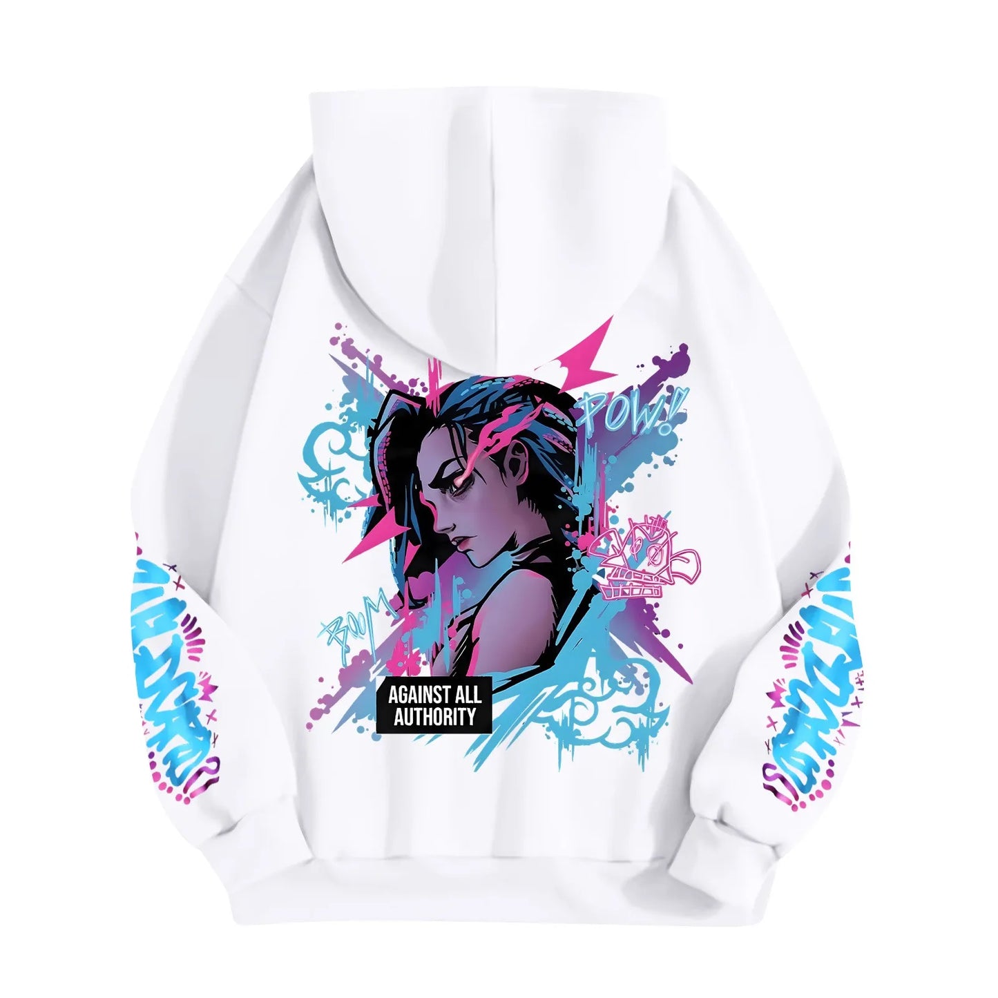 Y2k Arcane Jinx Cute Hooded Anime Print Harajuku Kawaii Sweatshirt Long-sleeved Cartoon Fleece Clothes Moletom Fashion Pullovers