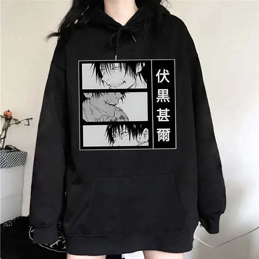 Anime Fushiguro Toji Printed Long Sleeve Pullover Hoodies For Women And Men Couple Casual Sweatshirts  Plus Size Hoodies