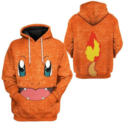 Pikachu Hooded Sweatshirt for Children Adult Pokemon Cartoon Print Hooded Sweatshirt for Men and Women Fall Winter Warm Coat