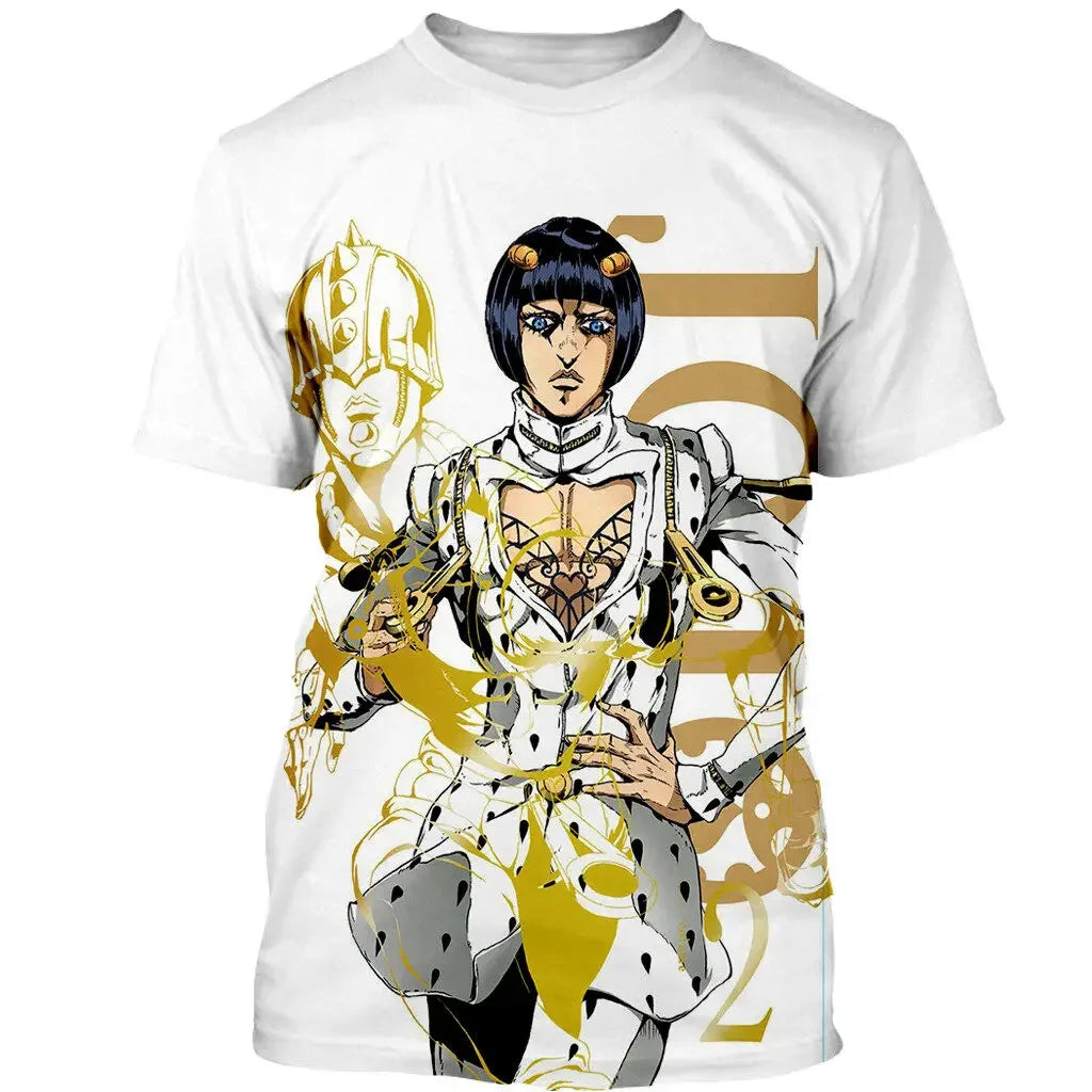 Anime JOJO Bizarre Adventure 3D Print T-Shirts Men Women Fashion Oversized Short Sleeve T Shirt Harajuku Kids Tees Tops Clothing