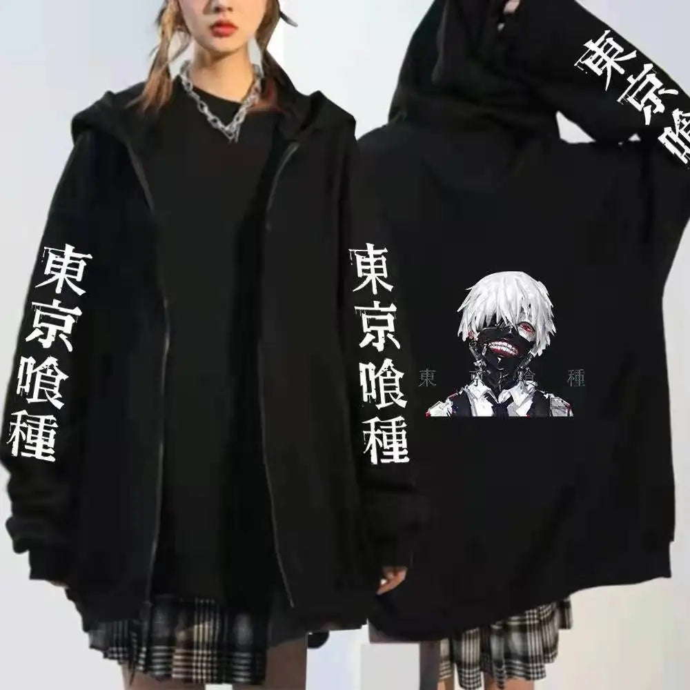 Tokyo Ghoul Spider Lily Anime Cosplay Graphic Men Hoodies Harajuku Zipper Hoodie Tokyo Ghoul Kanekiken Manga Zip Sweatshirts Top