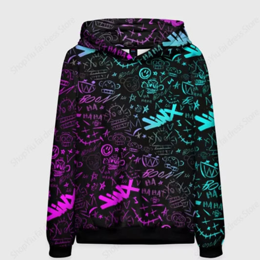 Japanese Anime Arcane League Jinx Graphic Print Hoodies Men Women Fashion Hoodie Sweatshirt Women Coats Winter Spring Sudaderas