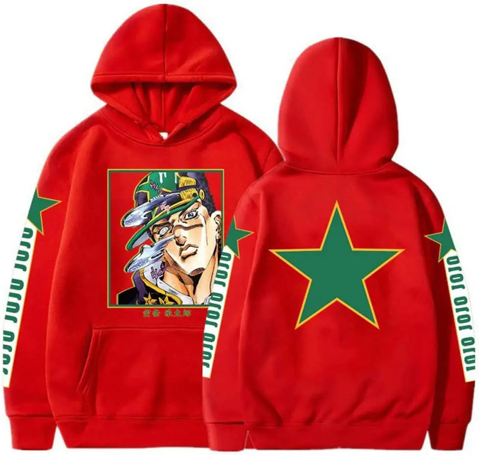 Unisex Kujo Jotaro Hoodie Jonathan Joseph Sweatshirt Pullover JoJo Long Sleeve Anime Hoodie