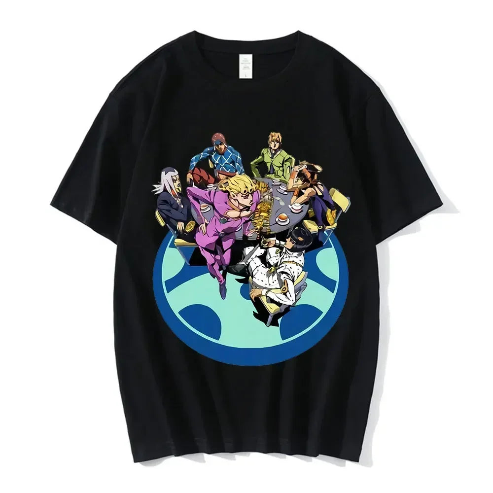 Anime Jojo Bizarre Adventure Graphic Men‘s T-Shirt Women Fashion Short Sleeve Casual Tops Cotton Oversize Tops Streetwear