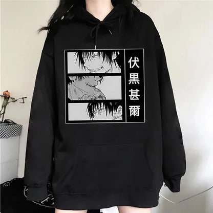 Anime Fushiguro Toji Printed Long Sleeve Pullover Hoodies For Women And Men Couple Casual Sweatshirts  Plus Size Hoodies