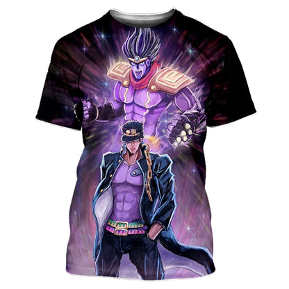 Anime JOJO Bizarre Adventure 3D Print T-Shirts Men Women Fashion Oversized Short Sleeve T Shirt Harajuku Kids Tees Tops Clothing