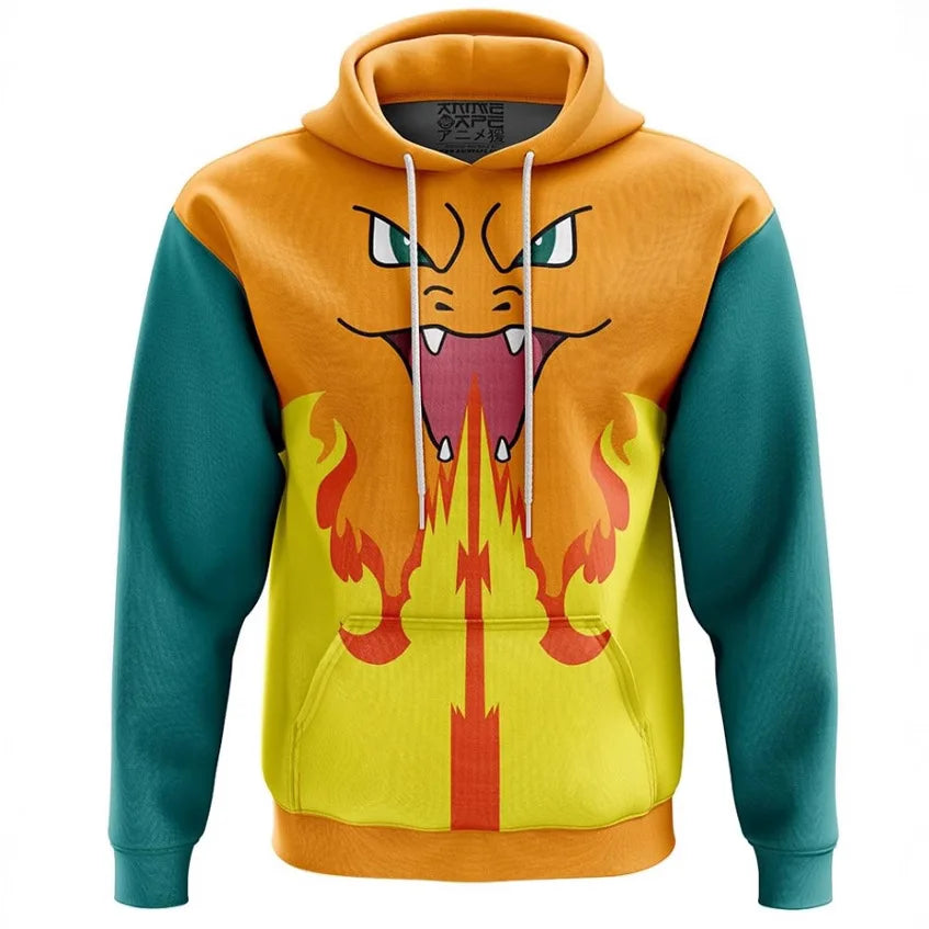 Pokemon motion Hoodie Anime Charizard Gengar 3D Print Hooded Pullovers Tops Loose Long Sleeves Harajuku Clothes Fleece Hoodies