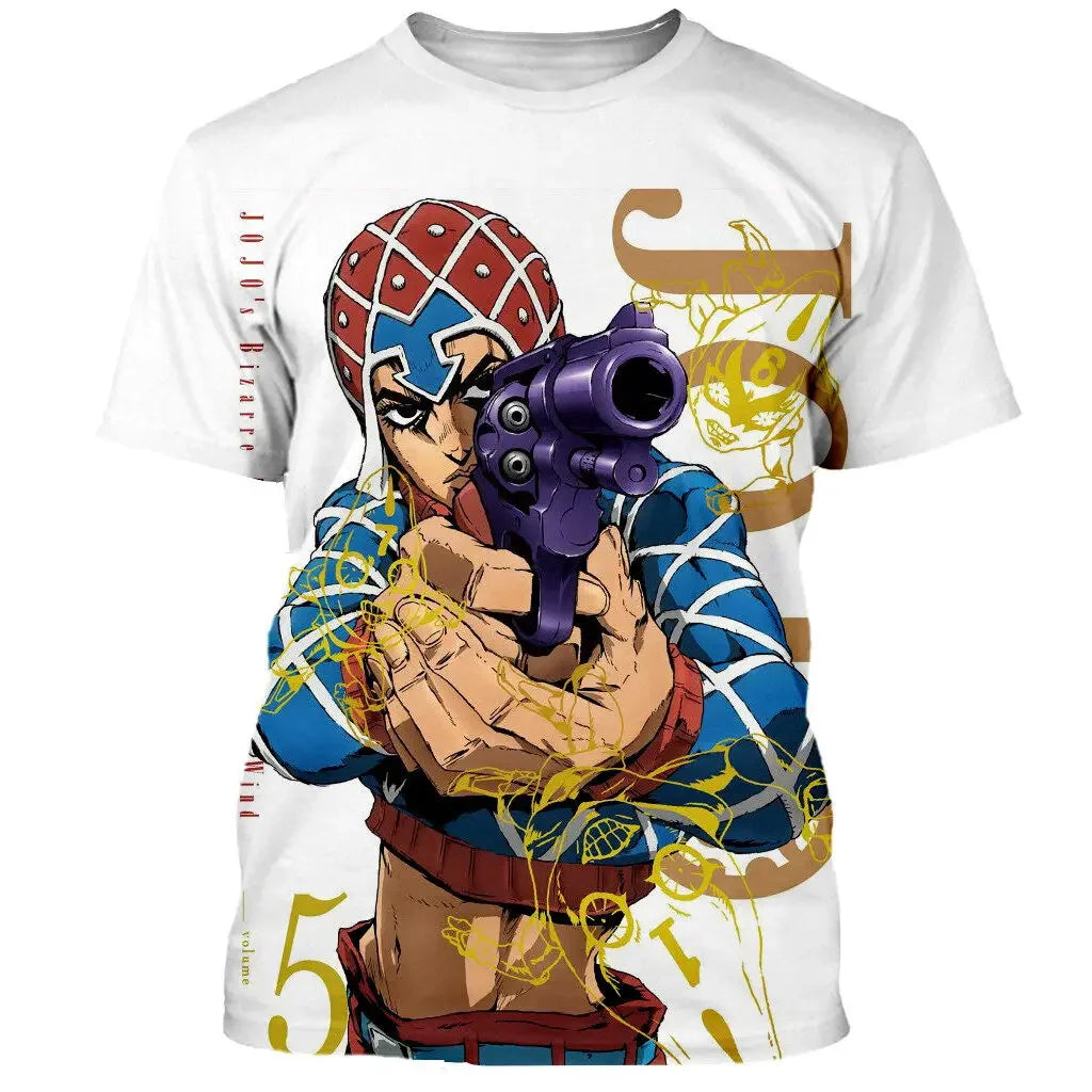 Anime JOJO Bizarre Adventure 3D Print T-Shirts Men Women Fashion Oversized Short Sleeve T Shirt Harajuku Kids Tees Tops Clothing