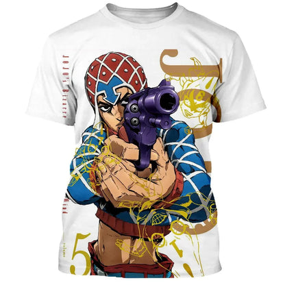 Anime JOJO Bizarre Adventure 3D Print T-Shirts Men Women Fashion Oversized Short Sleeve T Shirt Harajuku Kids Tees Tops Clothing