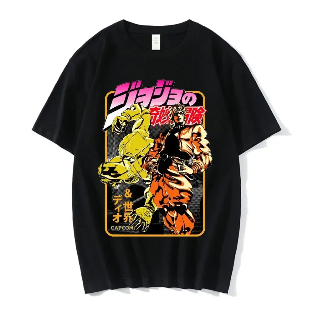 Anime Jojo Bizarre Adventure Graphic Men‘s T-Shirt Women Fashion Short Sleeve Casual Tops Cotton Oversize Tops Streetwear