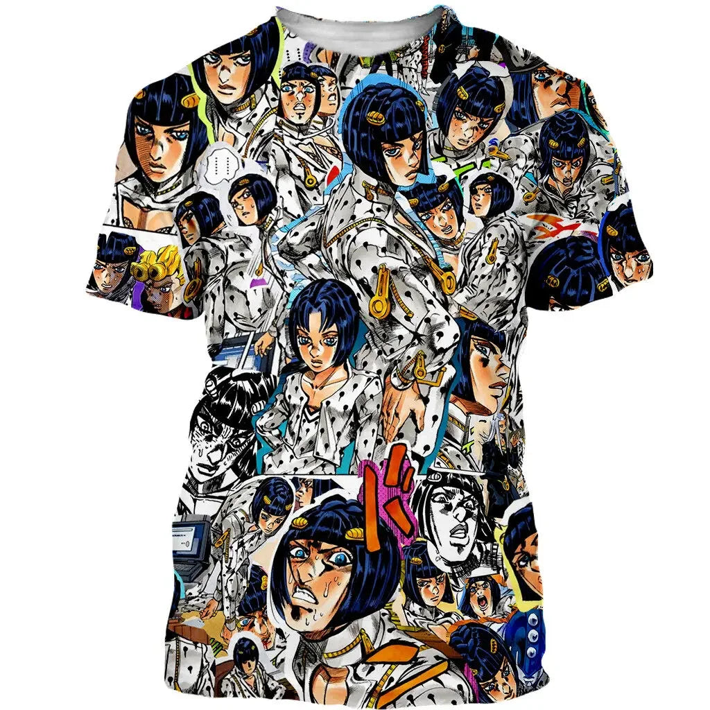 Anime JOJO Bizarre Adventure 3D Print T-Shirts Men Women Fashion Oversized Short Sleeve T Shirt Harajuku Kids Tees Tops Clothing