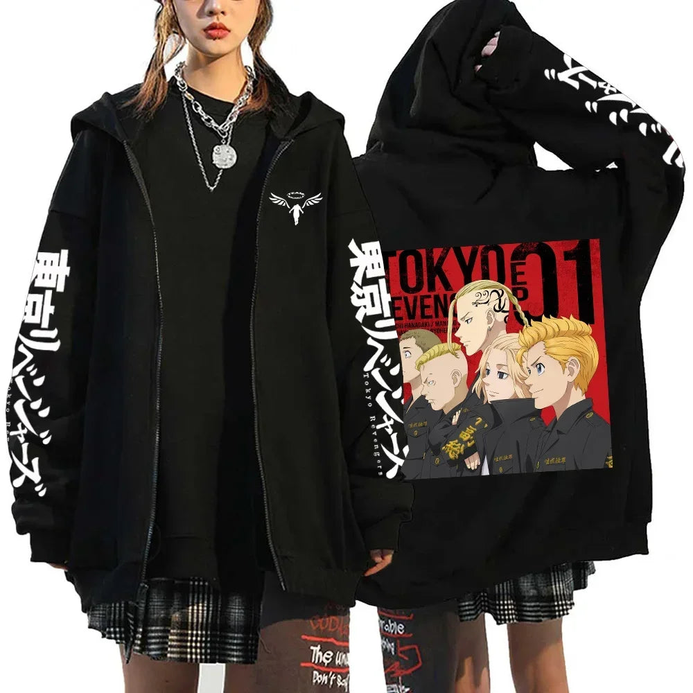 Anime Tokyo Revengers Hoodies Spring/autumn Hood Sweatshirts MIKEY Zipup Jackets Streetwear Hoodie Y2k Sweatshirt for Men Women