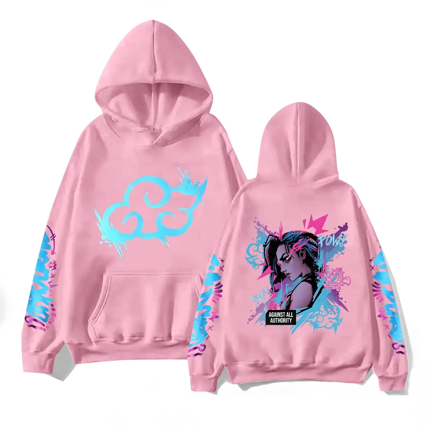 Y2k Arcane Jinx Cute Hooded Anime Print Harajuku Kawaii Sweatshirt Long-sleeved Cartoon Fleece Clothes Moletom Fashion Pullovers