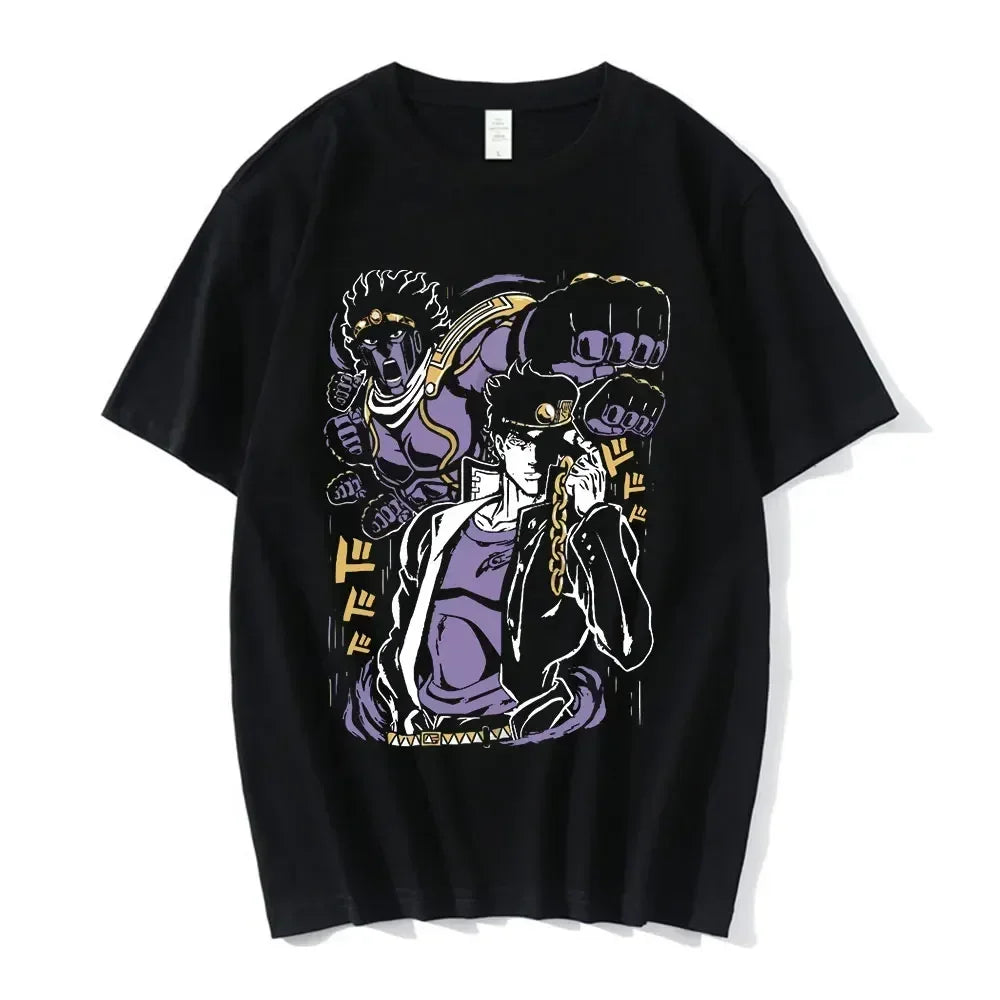 Anime Jojo Bizarre Adventure Graphic Men‘s T-Shirt Women Fashion Short Sleeve Casual Tops Cotton Oversize Tops Streetwear