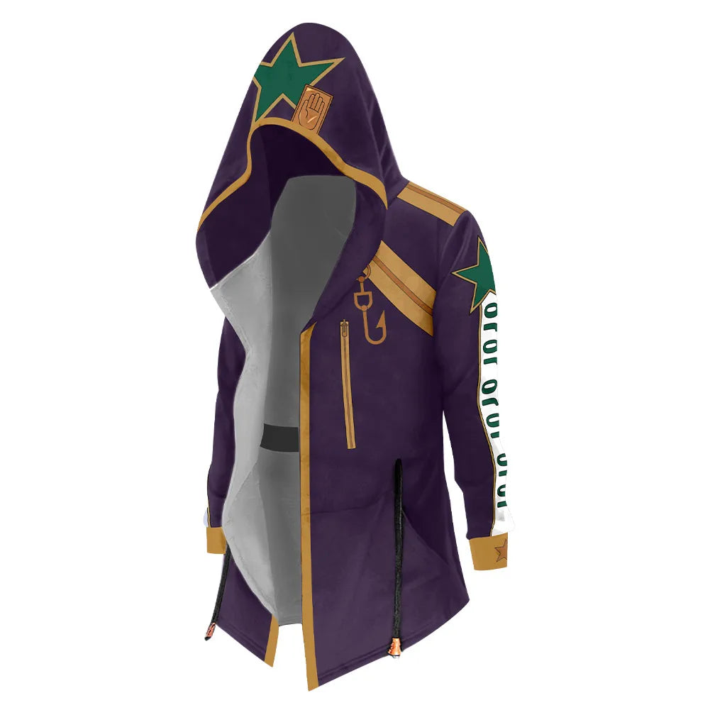 Anime Bizarre Adventure Stone Ocean Kujo Jotaro Cosplay Hoodie Jacket Coat Long Drawstring Sweatshirt