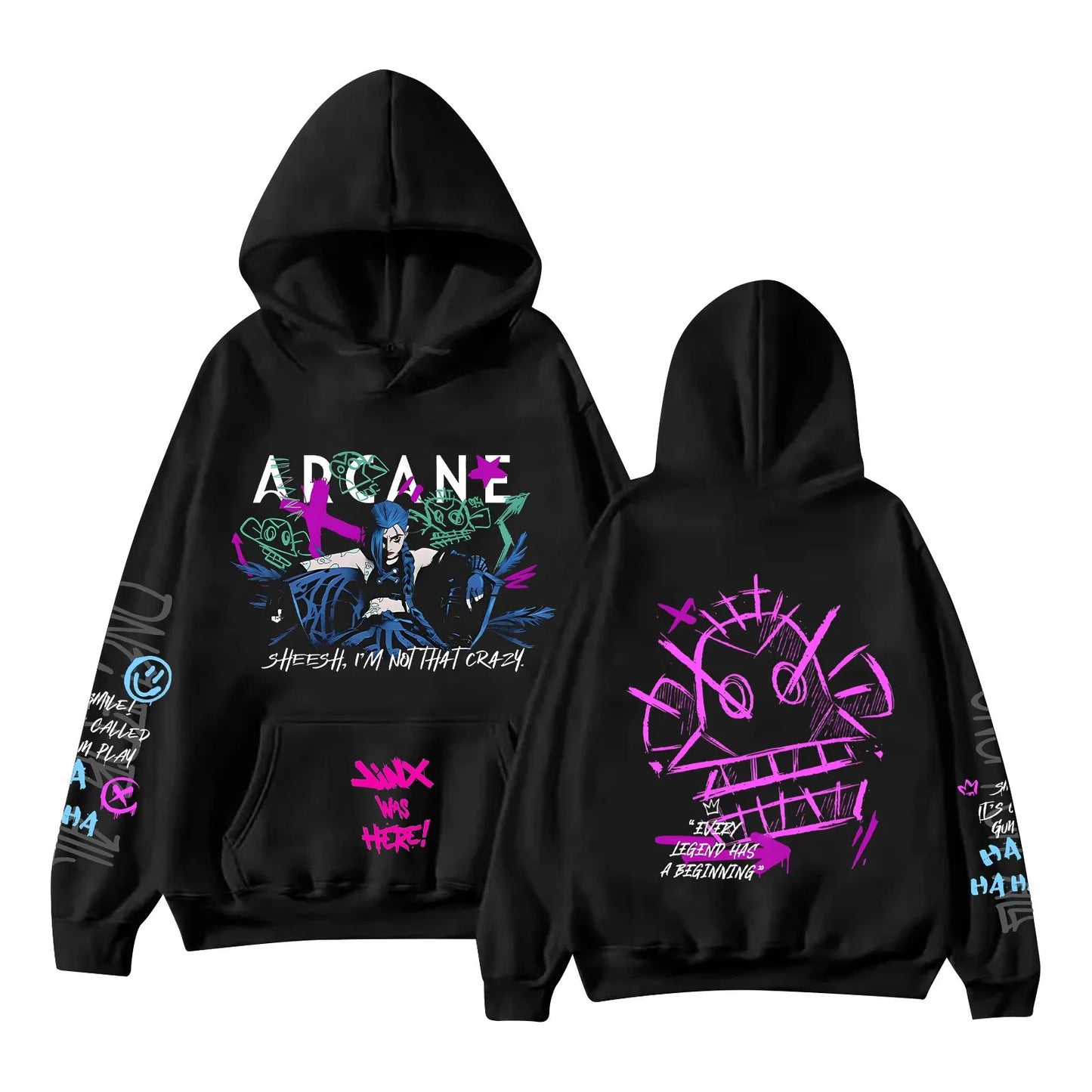 Hot Anime Arcane Hoodie Arcane Jinx Graphic Printing Sweatshirts harajuku Long Sleeve Sudaderas Unisex High Street Pullover