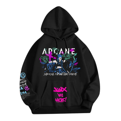 Hot Anime Arcane Hoodie Arcane Jinx Graphic Printing Sweatshirts harajuku Long Sleeve Sudaderas Unisex High Street Pullover