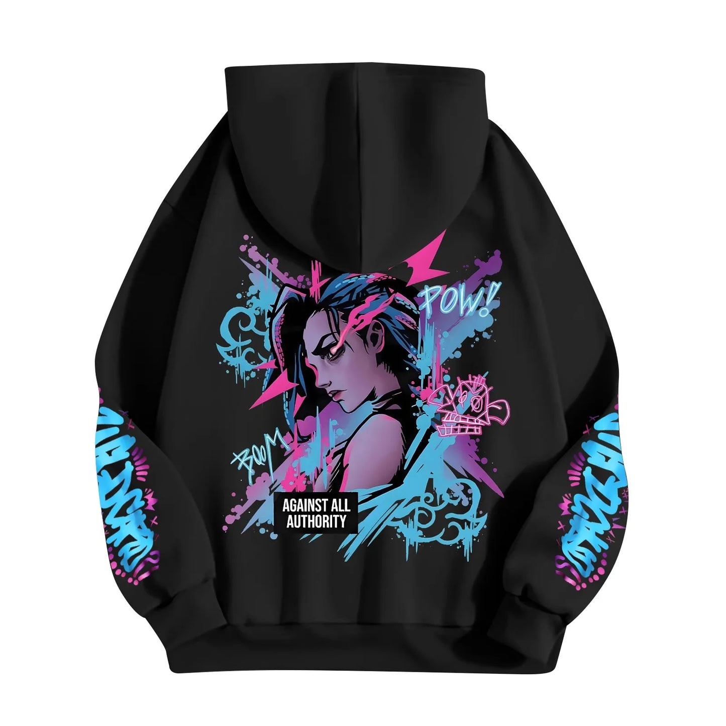 Y2k Arcane Jinx Cute Hooded Anime Print Harajuku Kawaii Sweatshirt Long-sleeved Cartoon Fleece Clothes Moletom Fashion Pullovers