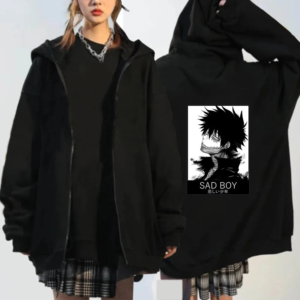 Spring Autumn Japan Anime My Hero Academia Men Women Oversized Zipper Hoodie Shigaraki Dabi Harajuku Street Streetwear Hooded