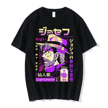 Anime Jojo Bizarre Adventure Graphic Men‘s T-Shirt Women Fashion Short Sleeve Casual Tops Cotton Oversize Tops Streetwear