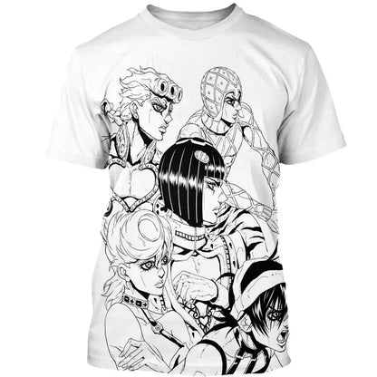 Anime JOJO Bizarre Adventure 3D Print T-Shirts Men Women Fashion Oversized Short Sleeve T Shirt Harajuku Kids Tees Tops Clothing