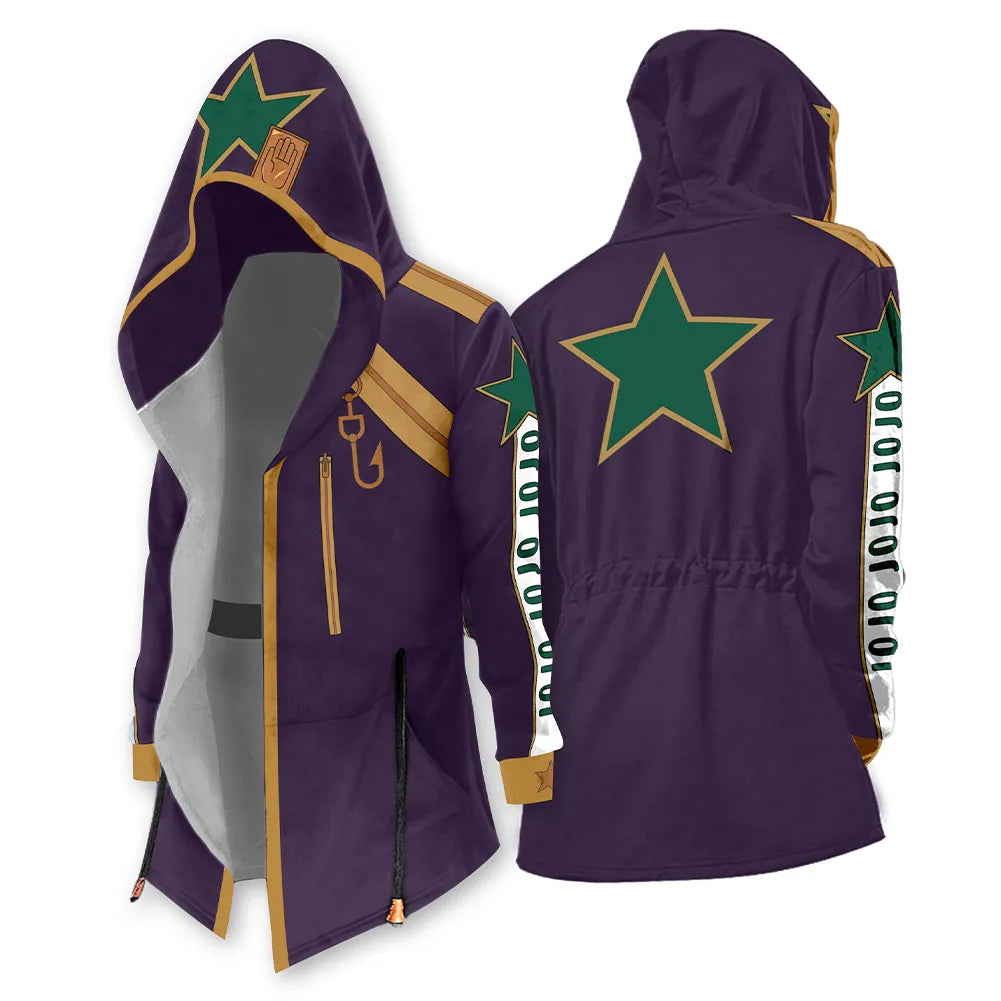 Anime Bizarre Adventure Stone Ocean Kujo Jotaro Cosplay Hoodie Jacket Coat Long Drawstring Sweatshirt