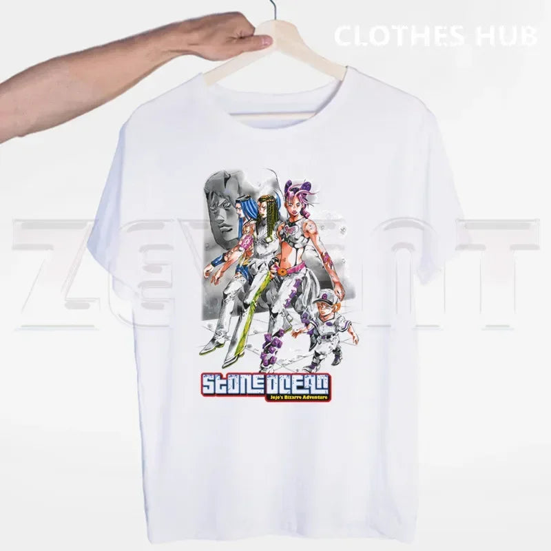 JoJo Bizarre Adventure Stone Ocean Steel Ball Run JoJo Lion Men T Shirt O-neck Casual Summer T-shirt Man Woman Tees Tops